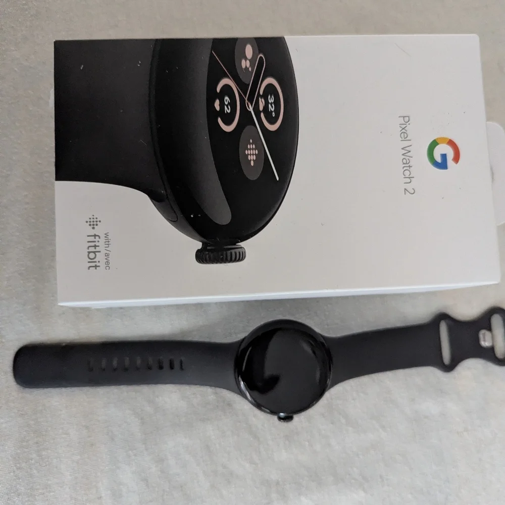 Google Pixel Watch 2 Matte Black Aluminum Case / Obsidian Active Band, Wifi